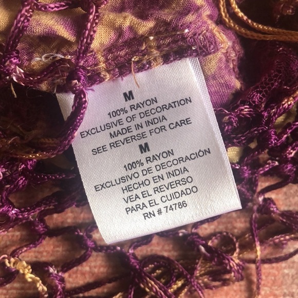 Patrons Of Peace Bohemian Tye Dye Lace Fringe Festival Top - Picture 7 of 8